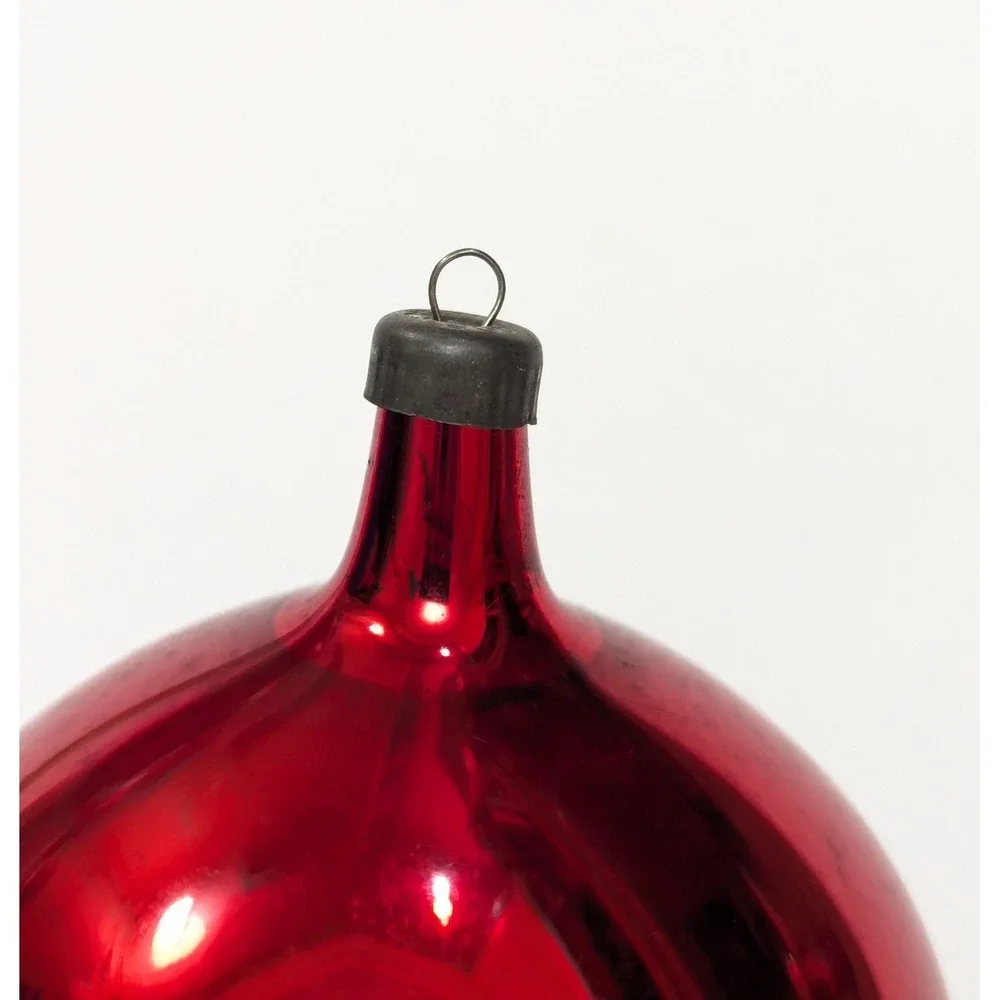 Vtg -Made In Italy on Cap- Red Blown Glass Elongated Bullet Drop 5